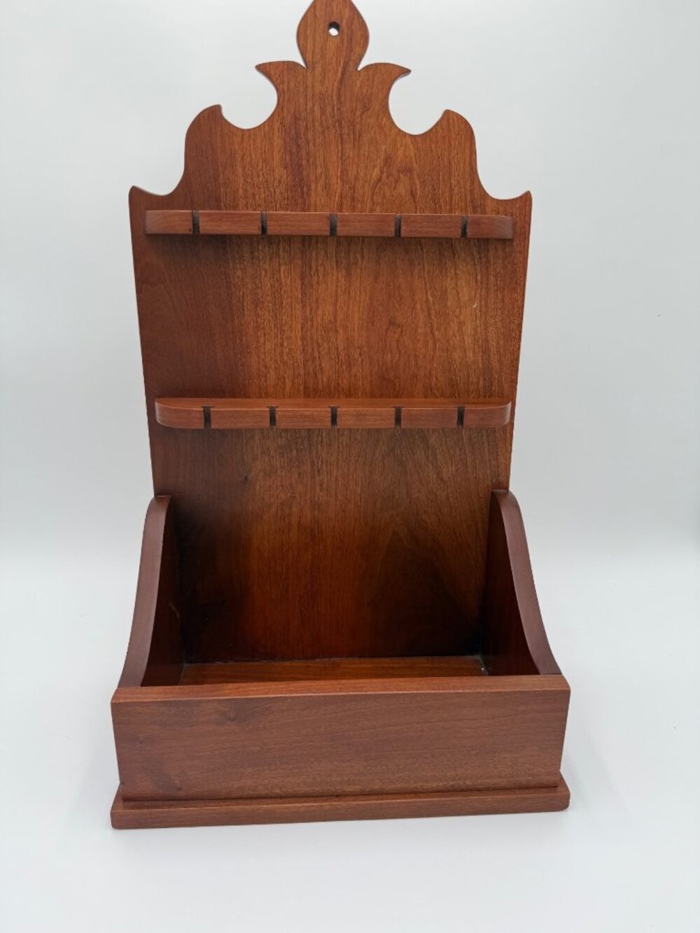 Vintage Wooden Spoon Display Rack Wall Mounted Wood Storage Bin Shelf